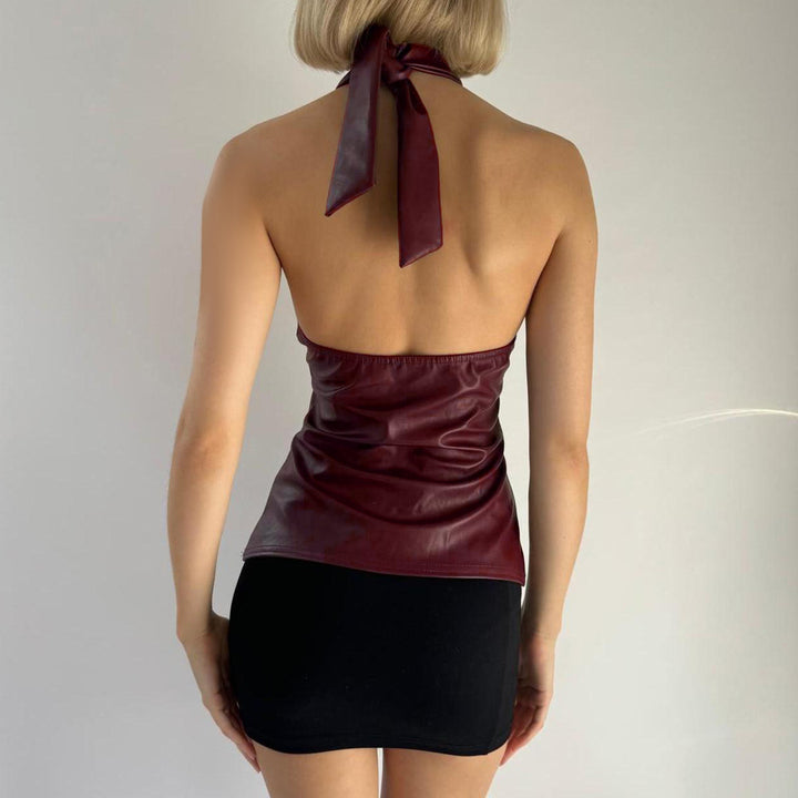 Dame Trendy top med asymmetrisk snit og høj krave Skovae