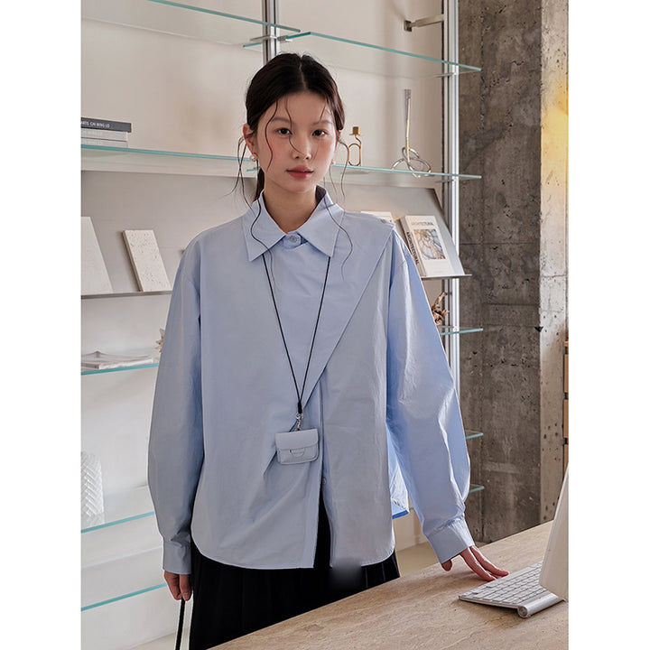 Dame oversized skjorte med moderne ærmer og elegant krave Stilla