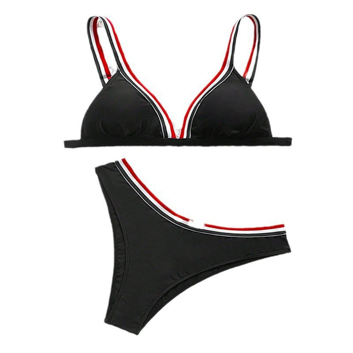 Dame triangel-bikini med sportslige stribe detaljer Skovae