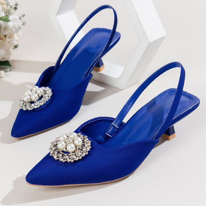 Dame Slingback-pumper med elegant perleapplikation og moderne snit Stilla