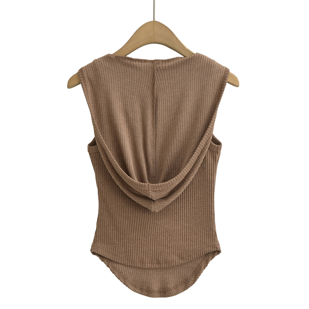 Dame ærmeløs bodystocking med dyb V-udskæring og moderne hættedesign Stilla