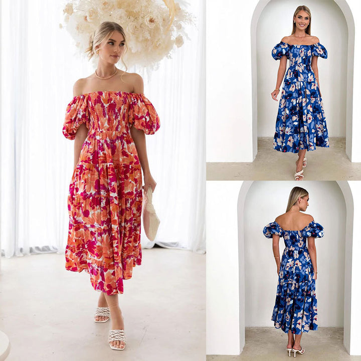 Dame Off-Shoulder floral Midi kjole Stilla