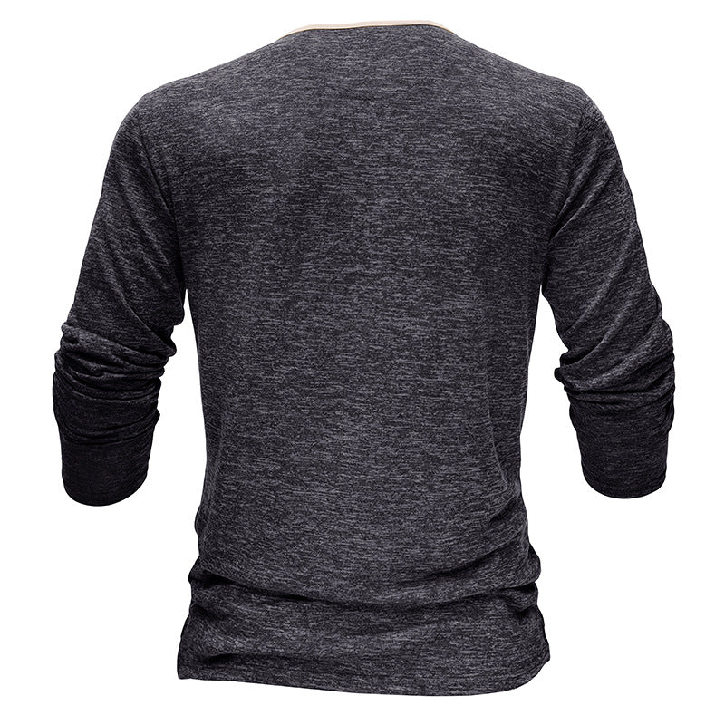 Herre langærmet Henley-shirt i åndbart bomuldsblanding med elegant knapliste Stilla