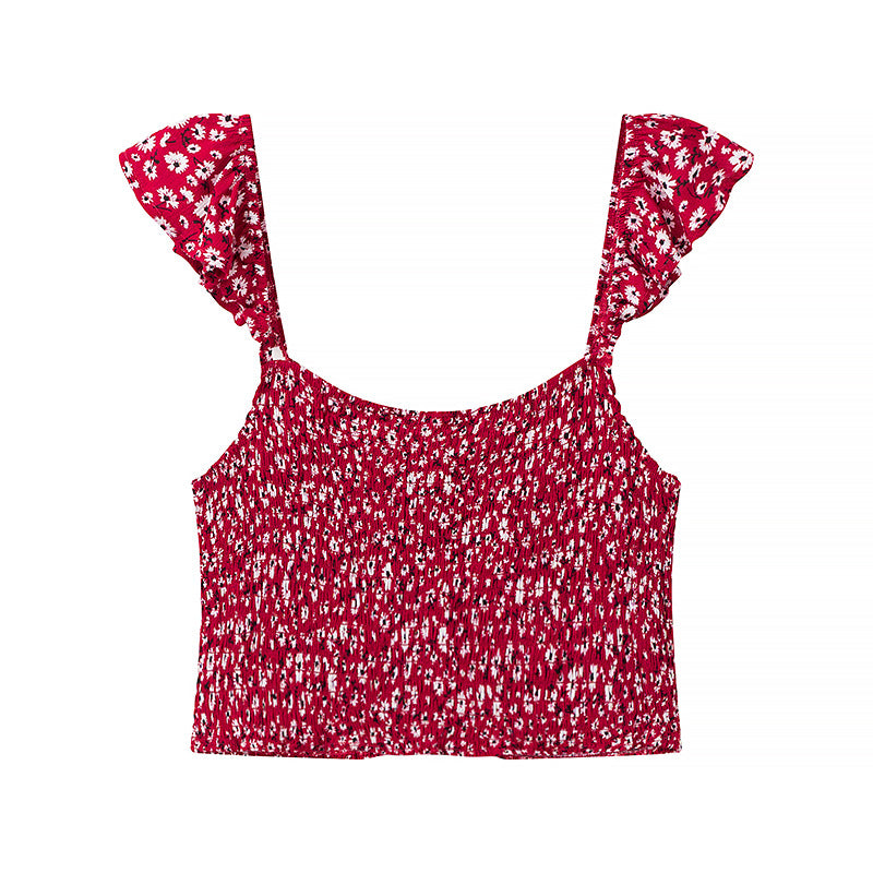 Dame sæt bestående af crop top og midi nederdel med blomsterflet mønster Stilla