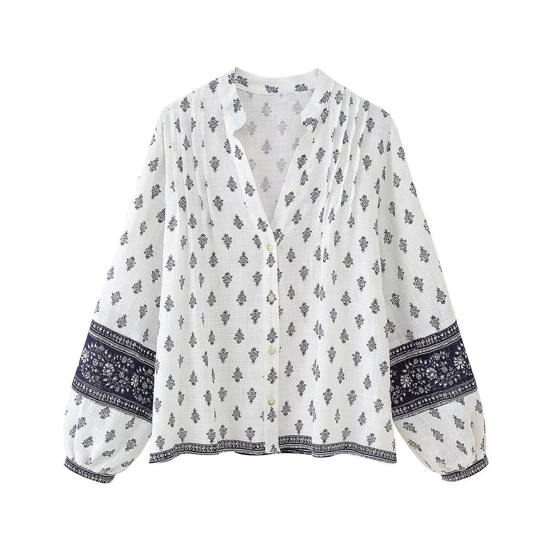 Femme Elegante Trykt Button-Up Bluse Stilla