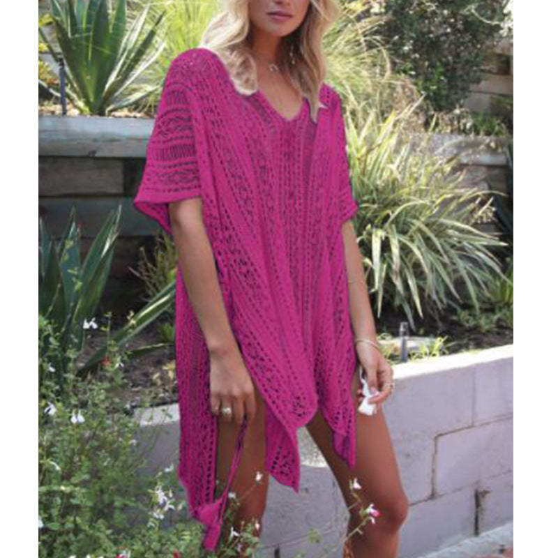Dame Hækle-Strandtunika med sidelange slids Skovae