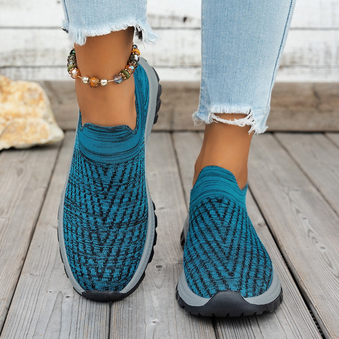 Dame Komfortable Slip-On Sneakers med åndbart strikdesign og skridsikker sål Stilla