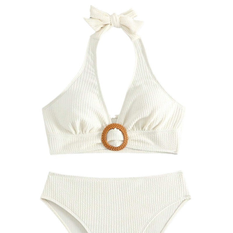 Dame bikinisæt med elegant ring-detalje og moderigtig neckholder Stilla