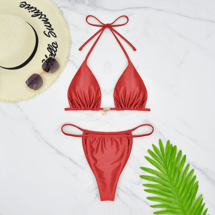 Dame Triangel-Bikini med glinsende materiale Skovae