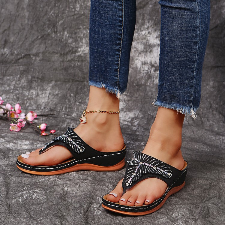 Dame Elegante Pyntede Flip-Flop Sandaler Stilla