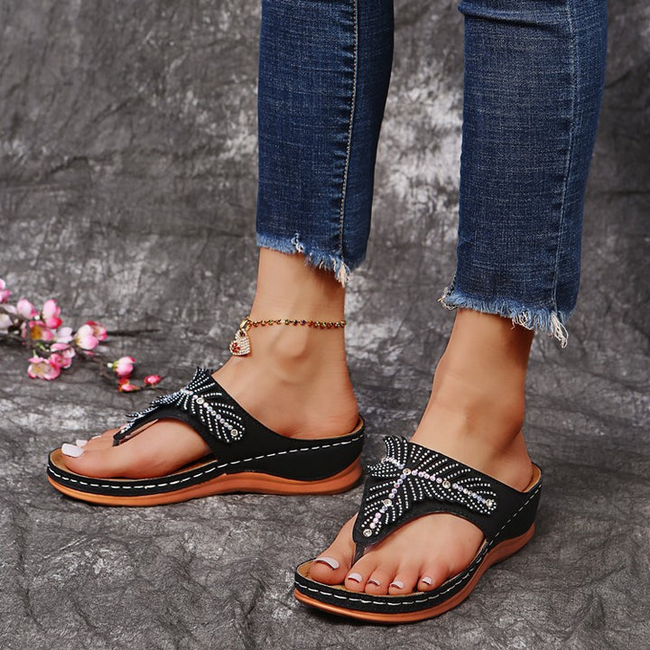 Dame Elegante Pyntede Flip-Flop Sandaler Stilla