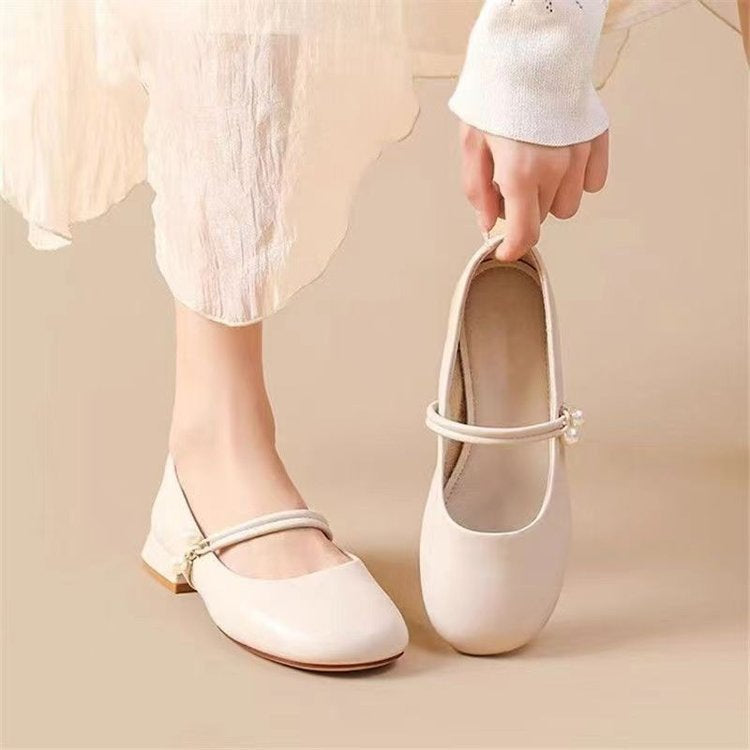 Dame Ballerinas med mode rem og elegant blokhæl Stilla