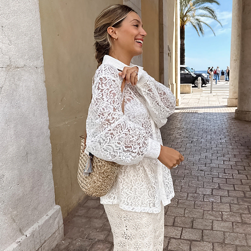 Dame spidsbluse i casual oversized-snit med praktiske lommer Stilla