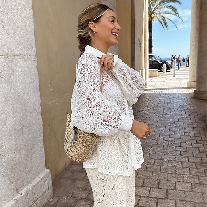 Dame spidsbluse i casual oversized-snit med praktiske lommer Stilla