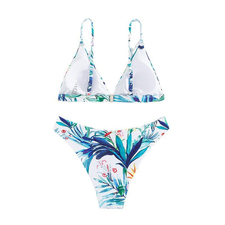 Dame bikini sæt med blomstret design og dyb V-udskæring Stilla