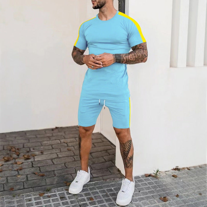 Herren Sportliches Kurzarm-Set mit seitlichem Kontraststreifen Stilla