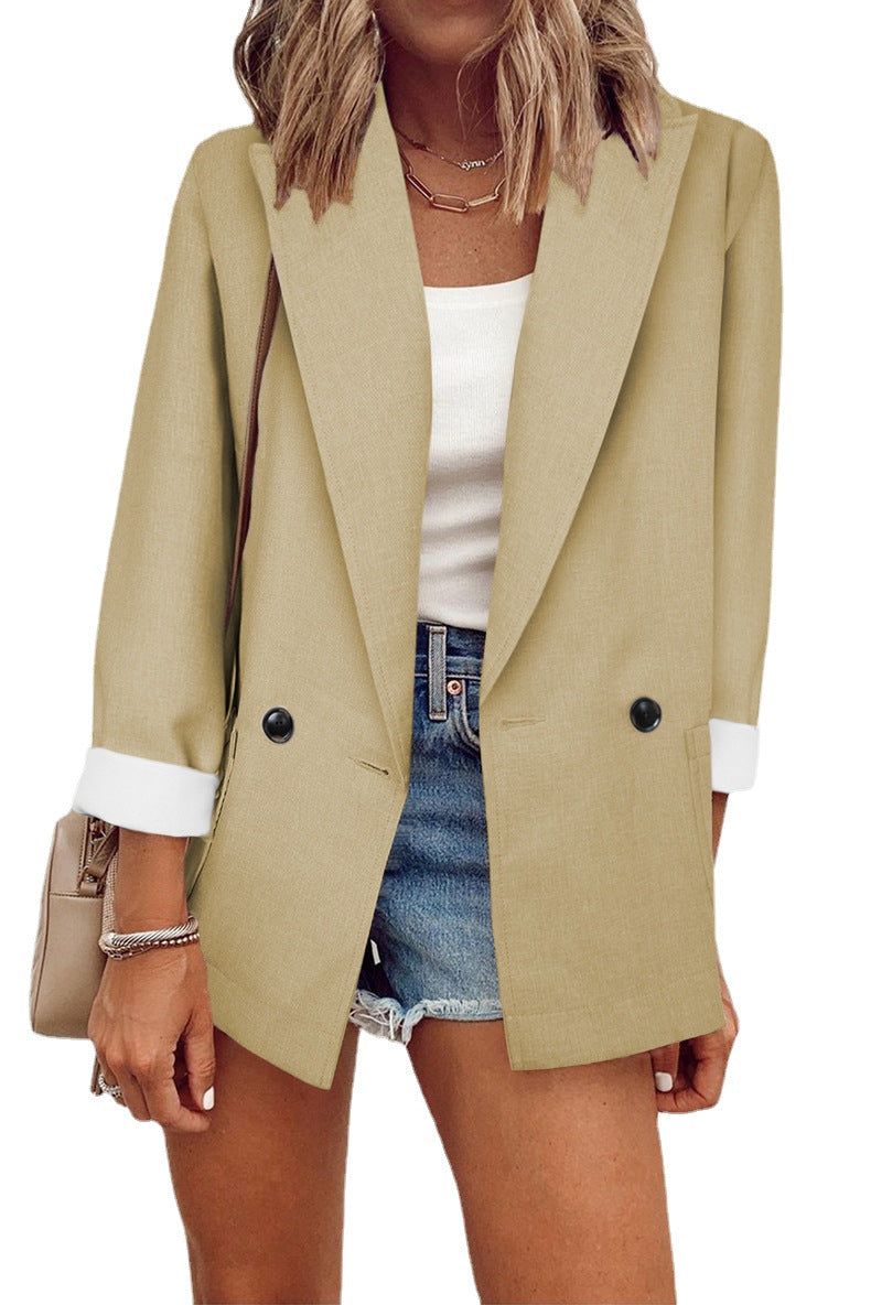 Dame afslappet oversized blazer med to knapper og dybe lommer Stilla