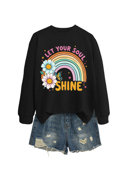 Kvinders sweatshirt med farverig gradient og blomster grafisk design Stilla