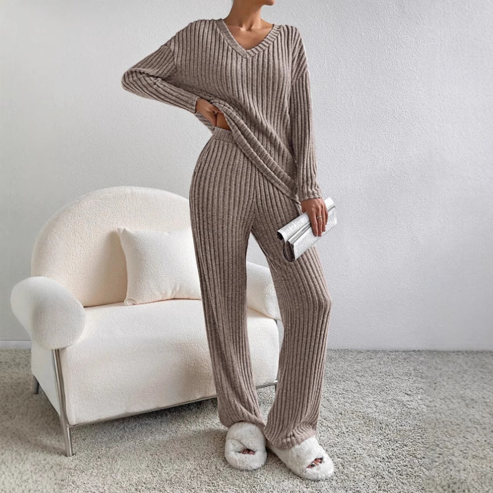 Kvinders afslappede loungewear sæt med ribbet tekstur Stilla