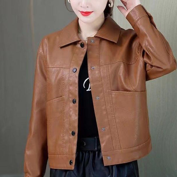 Dame Chic Læderjakke i Moderne Biker Stil Stilla