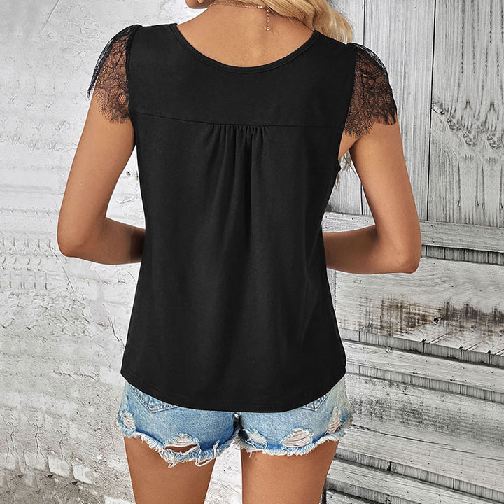 Femme Spidsel-Fin Knap-Op Top Stilla