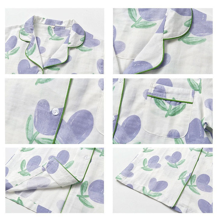 Dame bomulds-pyjamasæt med florale motiver Stilla