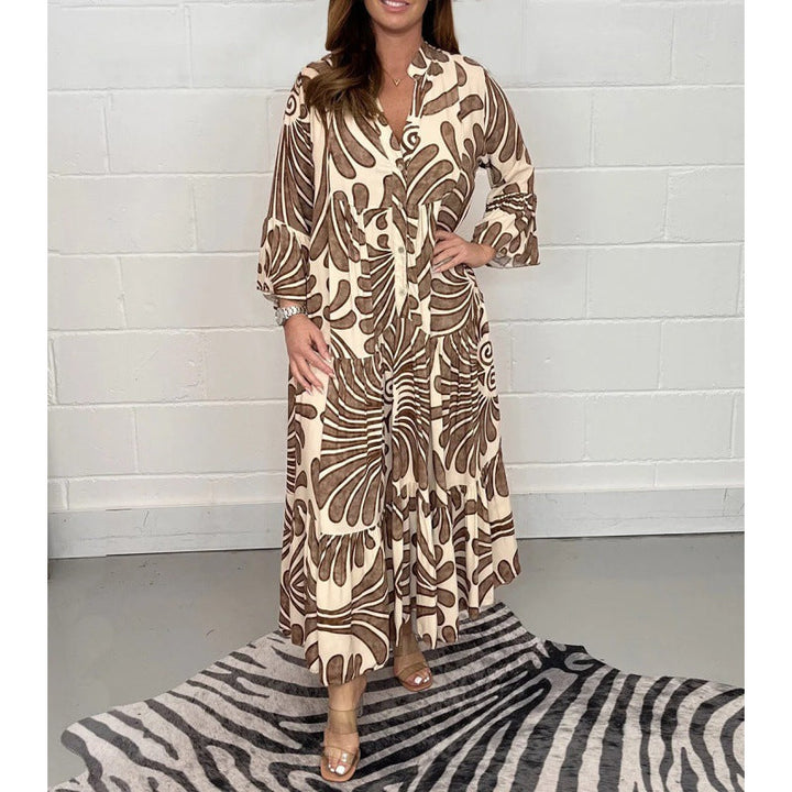 Stilla | Chic Loose Fashion V-Hals Chiffon Plisseret Kjole