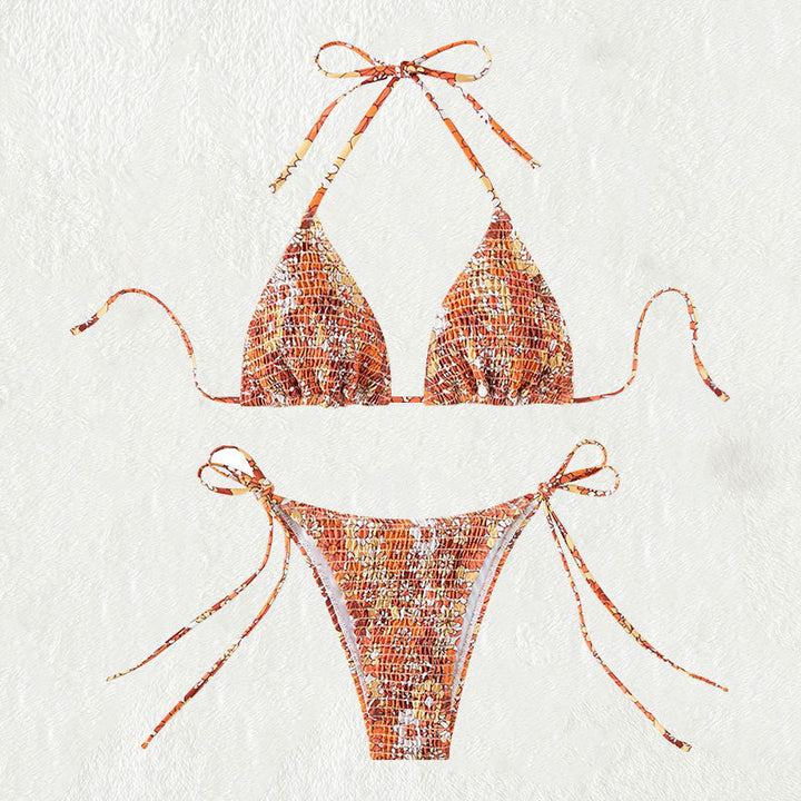 Dame trekant bikini med trendy flæsedesign Skovae