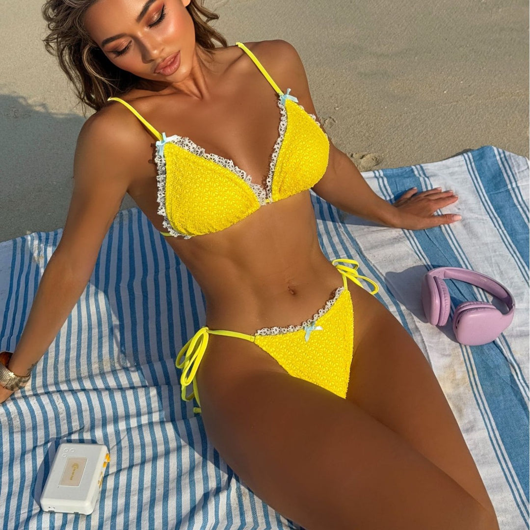 Dame bikini-sæt med forførende hækle-look og romantiske spidsdetaljer Stilla