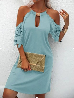 Stilla | Fræk Metal Halterneck Off-Shoulder Kjole