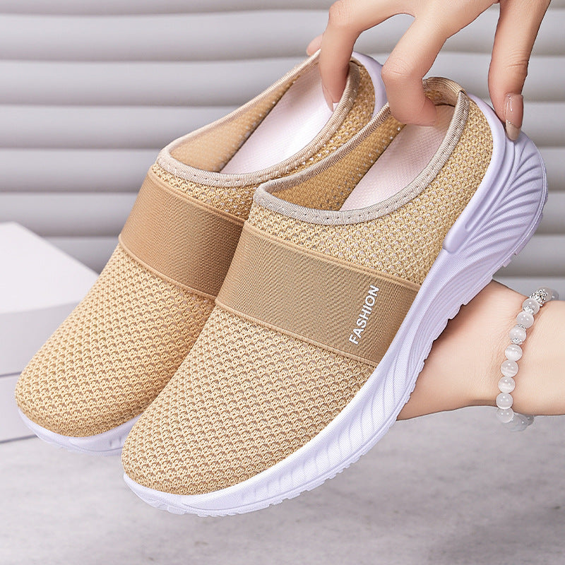 Dame Lettere Slip-On Sneakers med elastisk Komfortbånd og åndbart Overmateriale Stilla
