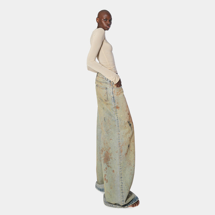 Kvindernes brede jeans med artwork design Stilla