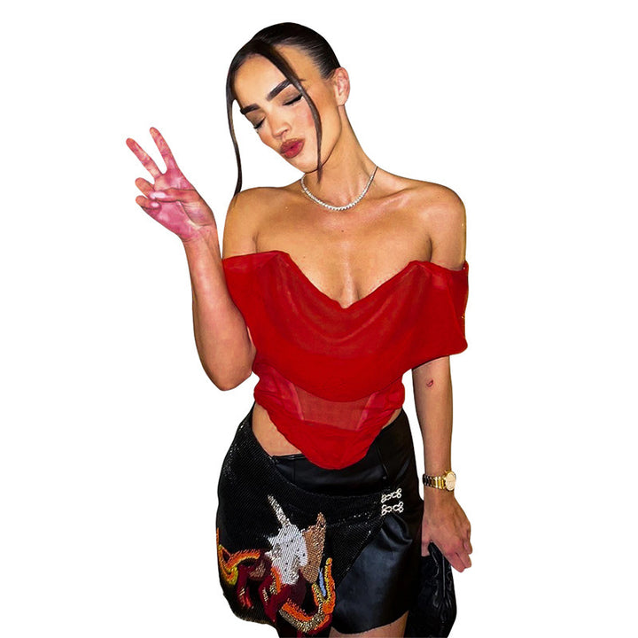 Dame Off-Shoulder Body med gennemsigtigt design Stilla