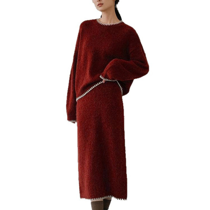 Kvinders hyggelige strik ensemble med elegante detaljer Stilla