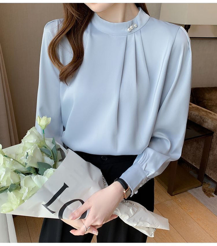 Damer elegant bluse med flæse detaljer og stilfuld krave Stilla