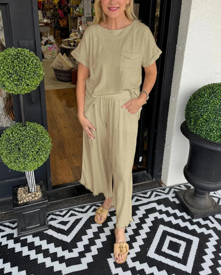 Dame Casual Jumpsuit med sidelæss puffærme og elastisk taljebånd Stilla
