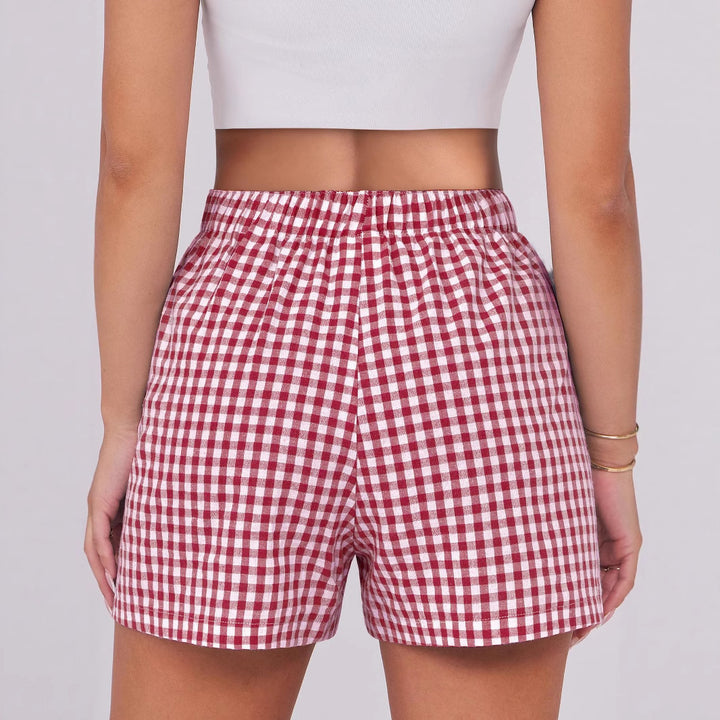 Dame Gingham Check Fritid Shorts Stilla