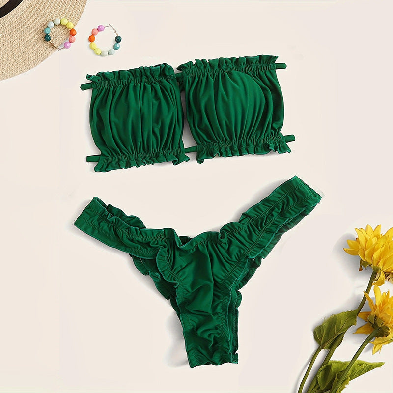 Dame Rüsch-Bandeau-Bikini-Sæt Stilla 1750922925