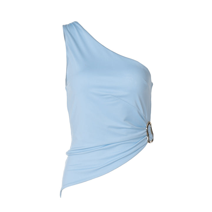 Dame asymmetrisk top med elegant knude og ringdetalje Stilla
