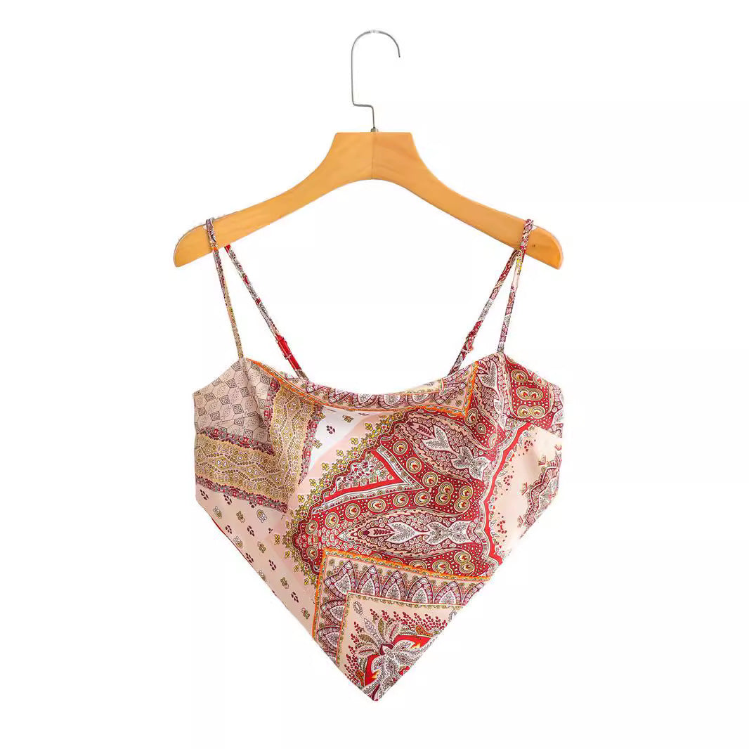 Dame Bandeau Top med legende vintage-tryk Stilla