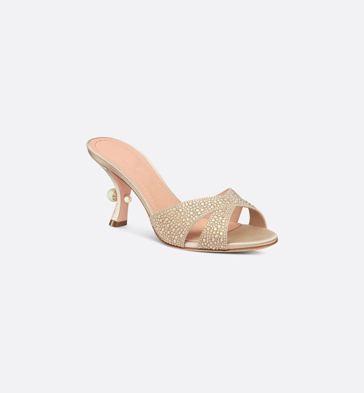 Femme Strass-besatte Åben-Tå High-Heel Mules Stilla
