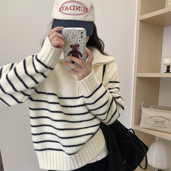Femme Relaxed Fit Stribet Striktrøje Stilla