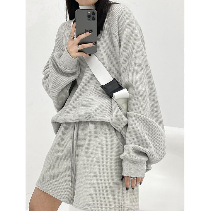 Femme Vaffelstrik Afslappet Loungewear Sæt Stilla