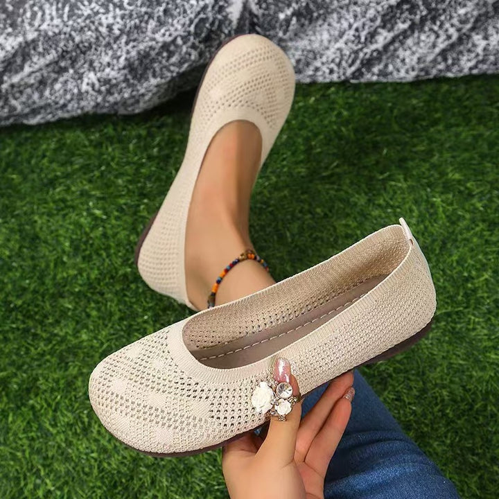 Dame Åndbare og fleksible Ballerinas i strikmateriale Stilla