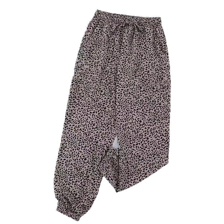 Dame Legere Fritidsbukser med moderne Leopardmønstre og elastisk Talje Stilla