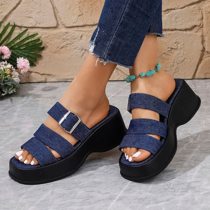 Dame Wedge-sandaler med justerbare remme og robust plateau Stilla
