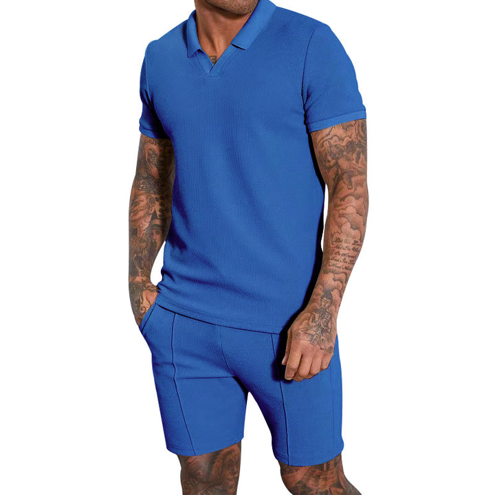 Herrer polo shirt og shorts sæt lavet af åndbart strukturelt materiale Stilla