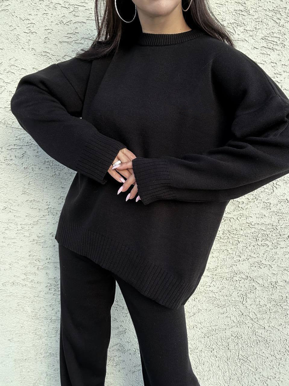 Dame afslappet strikpullover med oversized pasform og brede ærmer Stilla