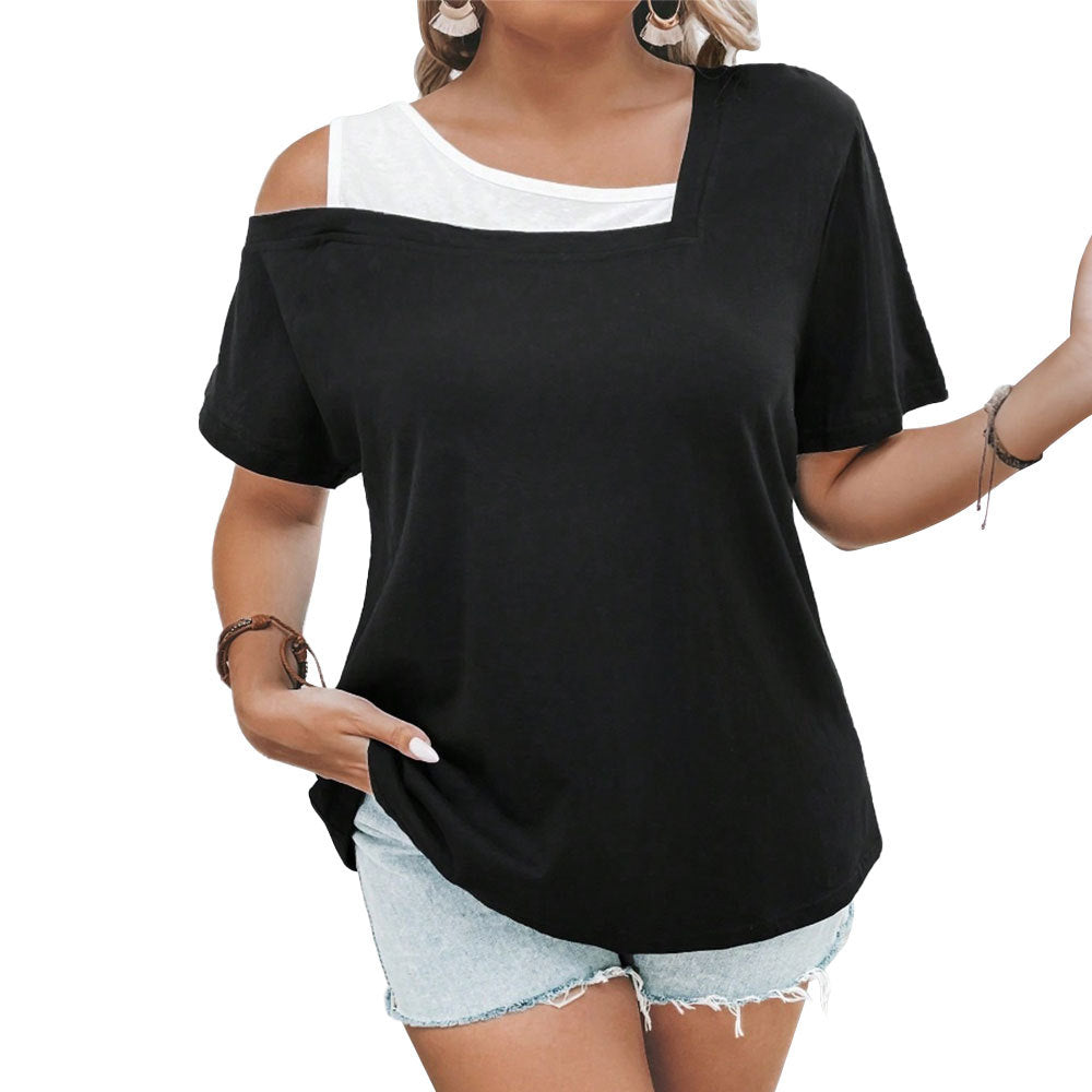 Dame afslappet top med cut-out og asymmetrisk snit Skovae