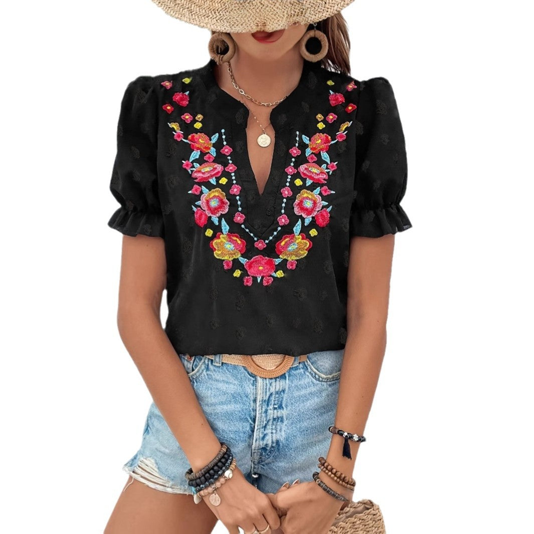 Femme Broderet Bluse Stilla